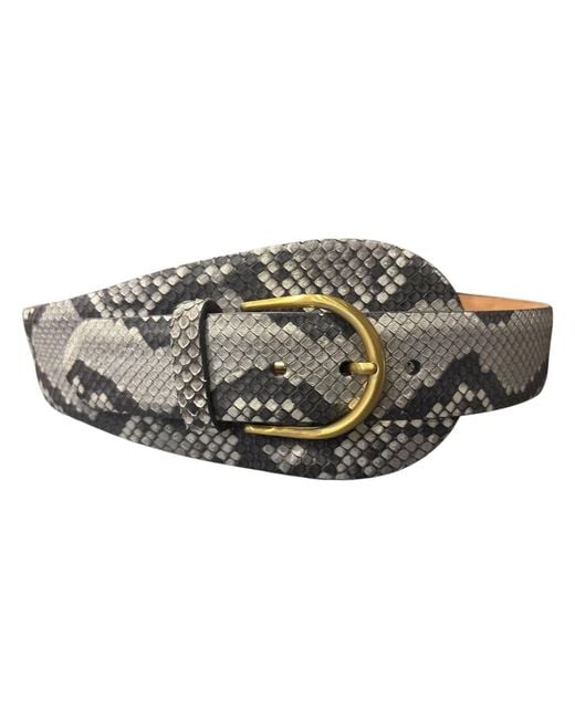 W. Kleinberg Gray Large Tab Python Belt With Buckle