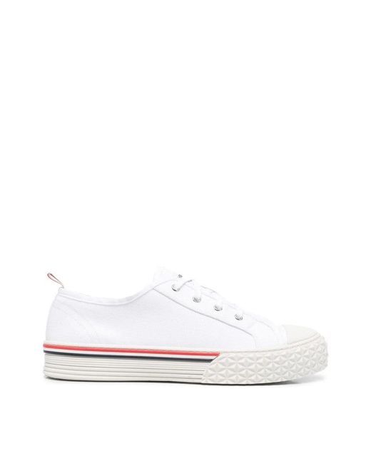 Thom Browne White Collegiate Low Top Sneakers for men