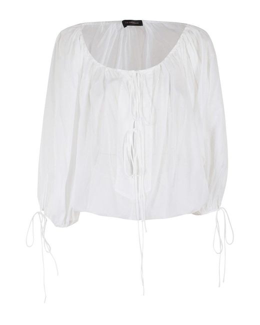 ANDAMANE White Wilma Blouse With Elasticized Neckline