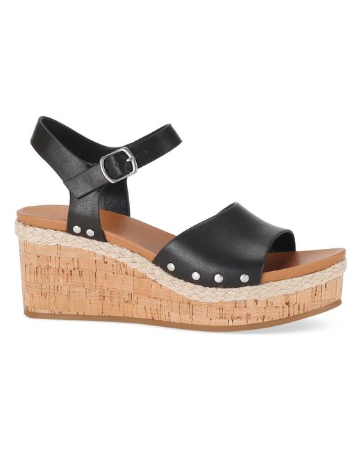 Style & Co. Black Laceyy Faux Leather Ankle Strap Wedge Sandals