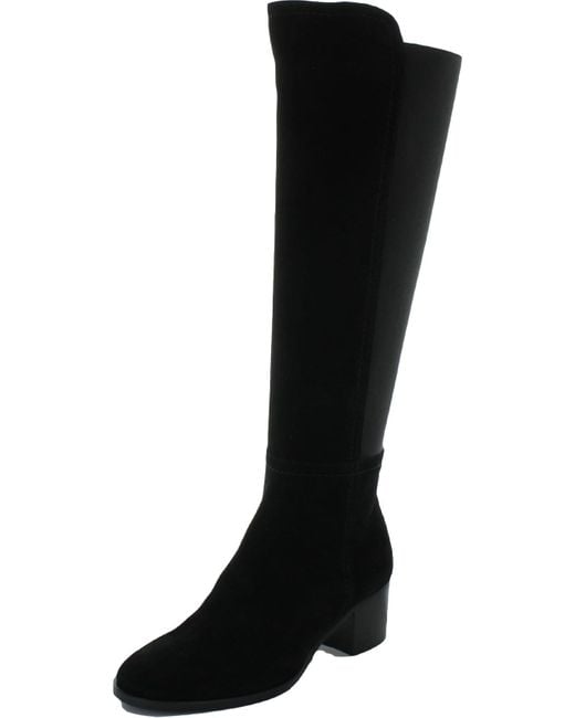 Aquatalia Nova Suede Weatherproof Knee-high Boots in Black | Lyst