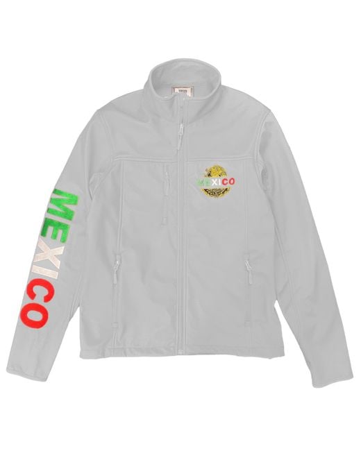TRUEDAMES Gray Mexico Embroidered Soft Shell Jacket for men