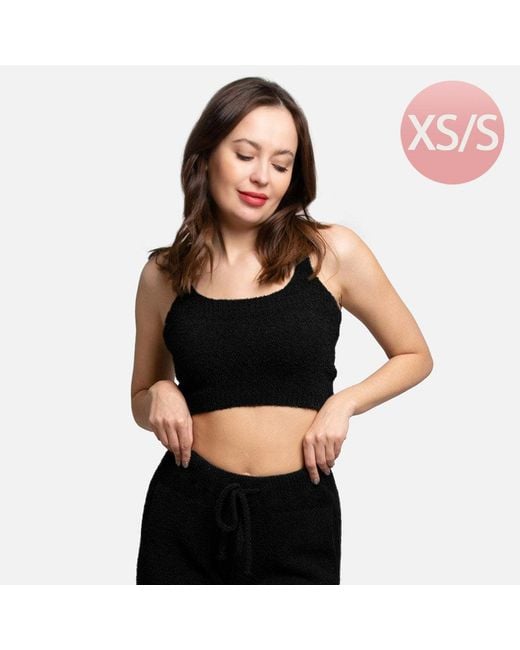 TRUEDAMES Black Solid Crop Top