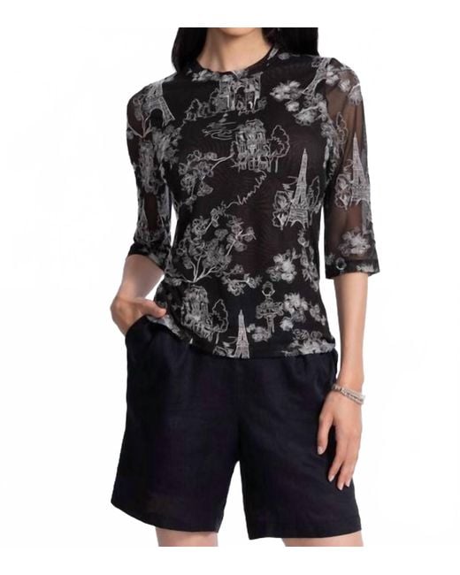 Johnny Was Black Kaia Mesh Tee Louise