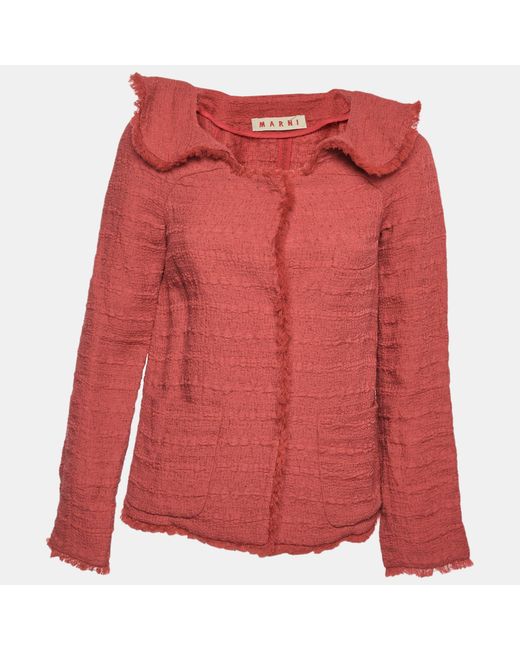 Marni Red Tweed Button Front Jacket