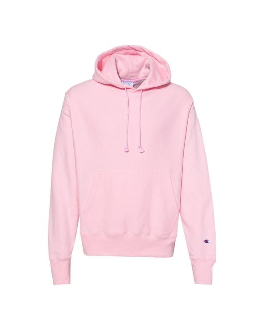 Champion Pink Reverse Weave Hooded Sweatshirt for men