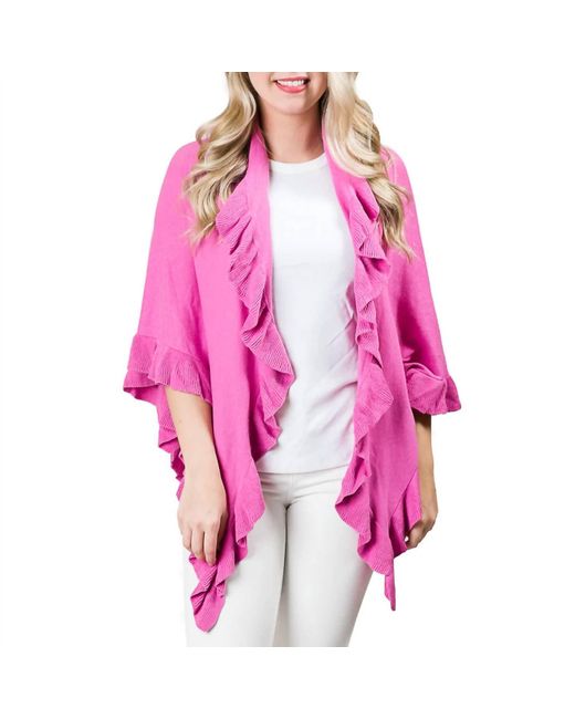 Top It Off Pink Ava Ruffle Wrap Poncho