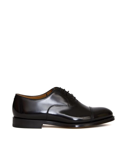 Doucal's Black Cap Toe Blake Stitch Leather Brogues for men