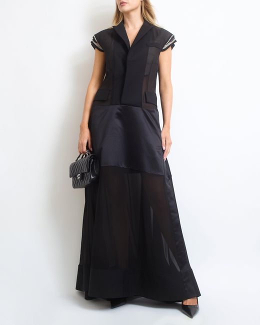 Sacai Black Patchwork Gown With