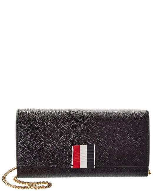 Thom Browne Gray Flap Leather Wallet On Chain