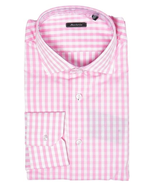 Sartorio Napoli Pink Gingham Cotton Shirt for men