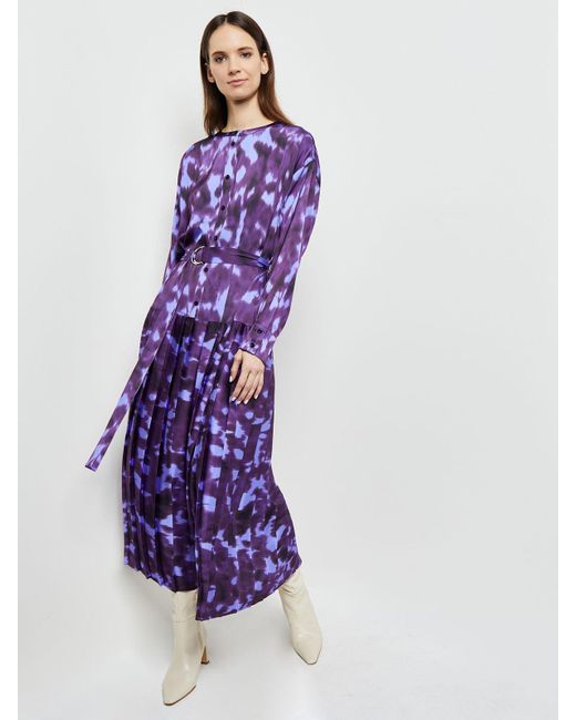 Misook Purple Maxi Drop Waist Dress