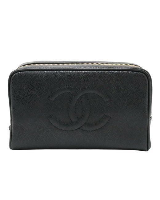 Chanel Black Coco Mark Leather Clutch Bag (pre-owned)