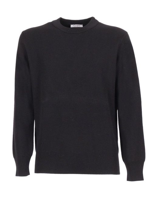 Kangra Cashmere Blue Reverse Corncob Stitch Crewneck Sweater for men