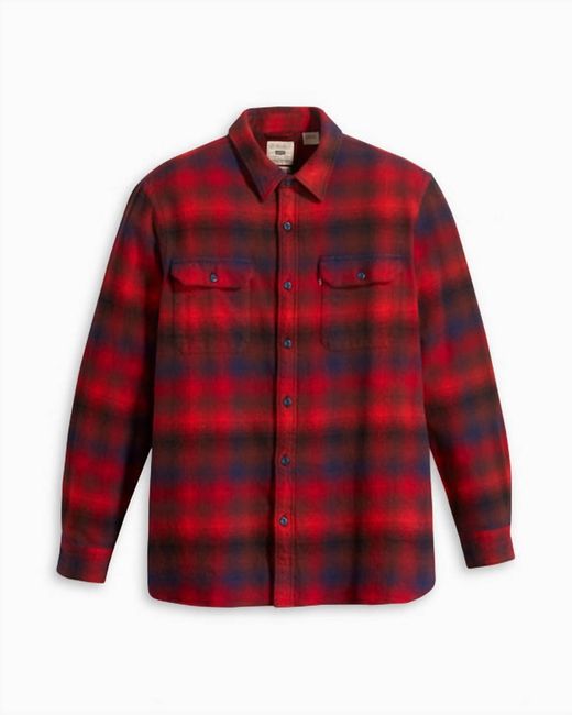 Levi's Red Jackson Worker Flannel Jonty Plaid Shirt for men