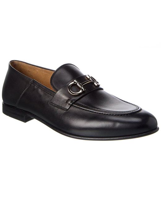 Ferragamo Black Gin Slip-on Leather Loafers for men