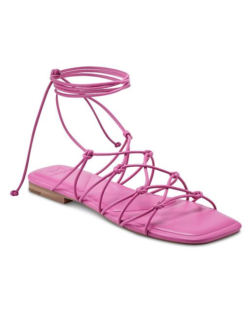 Marc Fisher Pink Monnie Faux Leather Tie-up Strappy Sandals