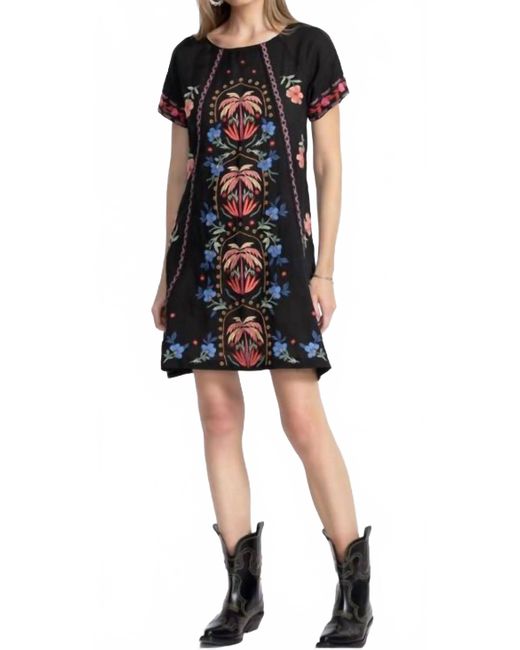 Johnny Was Black Raglan Seamed Slip Dress