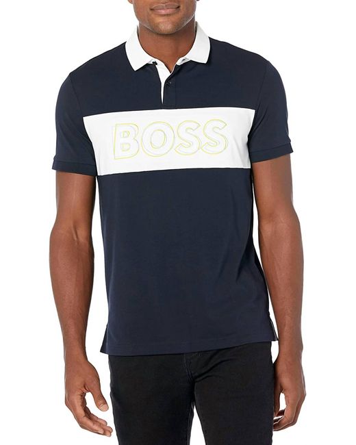 Boss Blue Men Pavel Short Sleeve Navy Logo Polo T-shirt for men