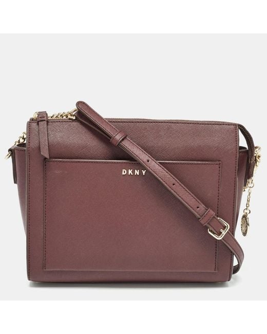 DKNY Purple Brick Saffiano Leather Ava Crossbody Bag