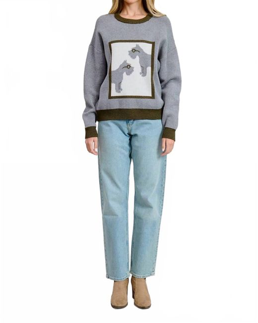 Flat White Blue Schnauzer Pullover Sweater