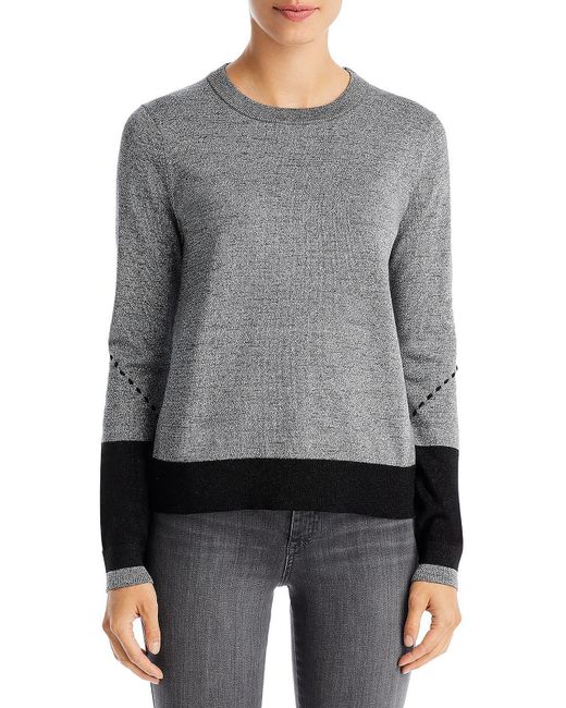 Karl Lagerfeld Gray Colorblock Metallic Crewneck Sweater
