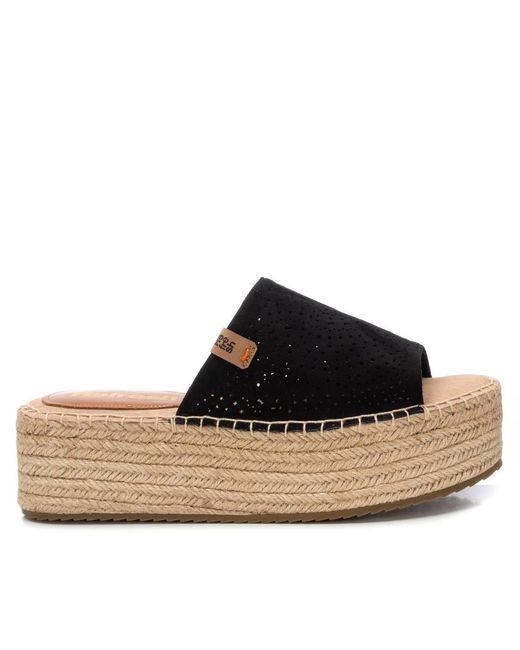 Xti Black Jute Wrapped Platform Sandals Refresh By