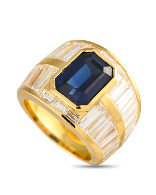 Non-Branded Metallic Lb Exclusive 18k Yellow 4.95ct Diamond And Blue Sapphire Ring Mf05-041924