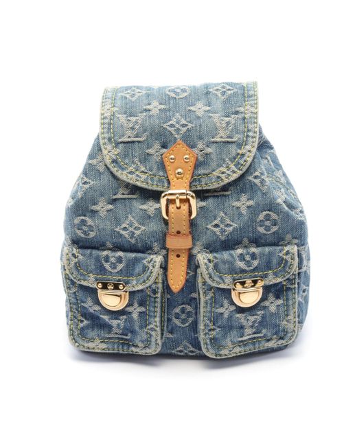 Louis Vuitton Blue Sac Add Pm Monogram Denim Backpack Rucksack Denim Leather Indigo Brown