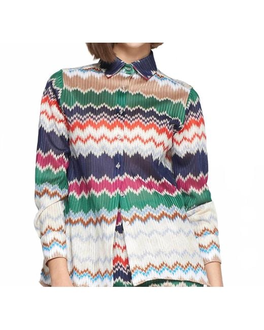 Vilagallo Multicolor Zig Zag Knit Blouse