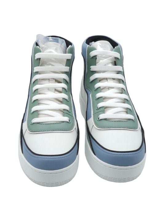 Bally Blue Kenton 6302315 White High Top Leather Sneakers for men