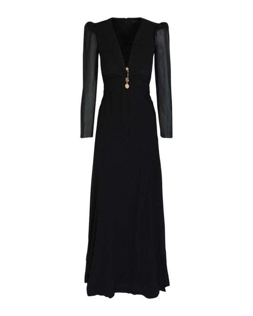 Versace Black Plunging Neck Maxi Dress