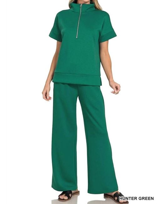 Zenana Green Structured Stretch Pullover Top