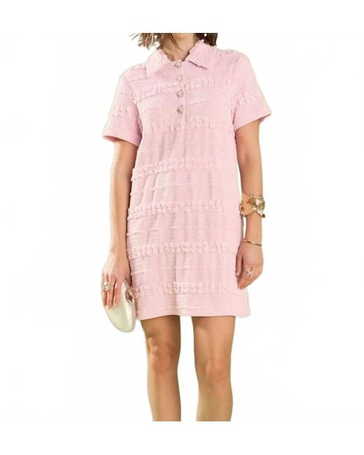 English Factory Pink Stretch Embroidery Texture Dress