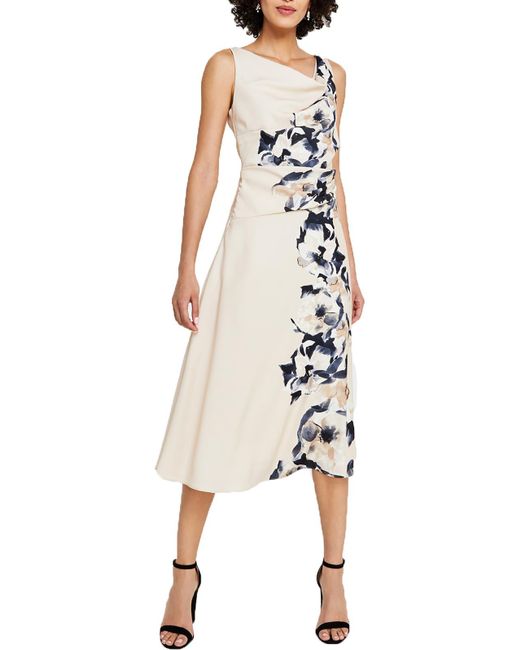DKNY White Coacktail Floral Midi Dress