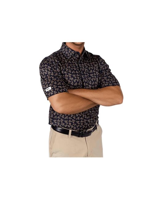 2Putt Black Short Sleeve Floral Polo for men