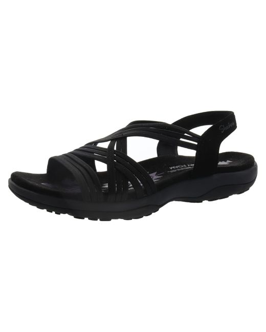 Skechers Black reggae Slim Simply Stretch Casual Comfort Footbed Sport Sandals