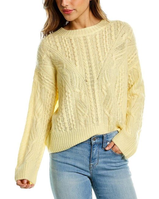 Vince Wool u0026 Cashmere-blend Cable Knit Sweater in Yellow | Lyst