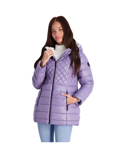 Steve Madden Purple Cozy Lined Glacier Shield Cozy Quilted Glacier Shield Coat