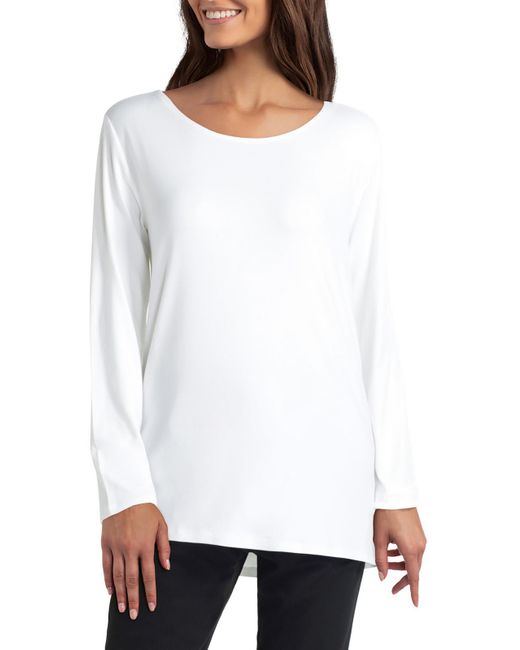 H Halston White Reversible Long Sleeve Pullover Top