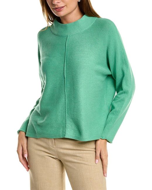Eileen Fisher Green Dolman Sleeve Cashmere-blend Pullover