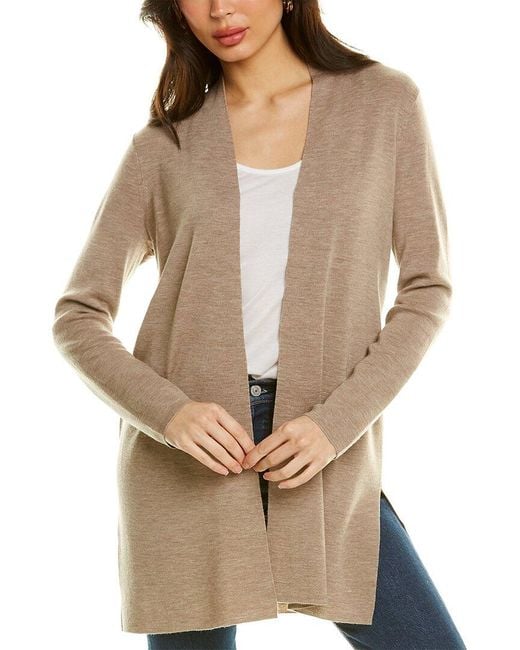 Eileen Fisher Ultrafine Merino Wool Long Cardigan in Natural Lyst