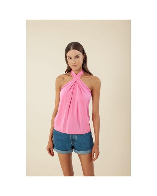 Hale Bob Red Doanne Solid Halter Top