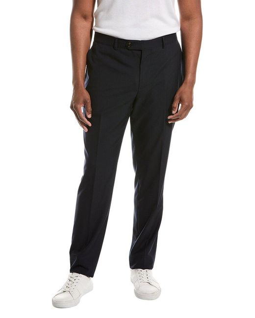 Brunello Cucinelli Black Traditional Fit Wool Pant for men