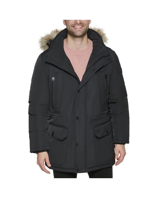 Calvin Klein Black Insulated Polyester Parka Coat for men