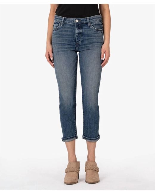 Kut From The Kloth Blue Elizabeth High Waist Crop Straight Leg Jeans
