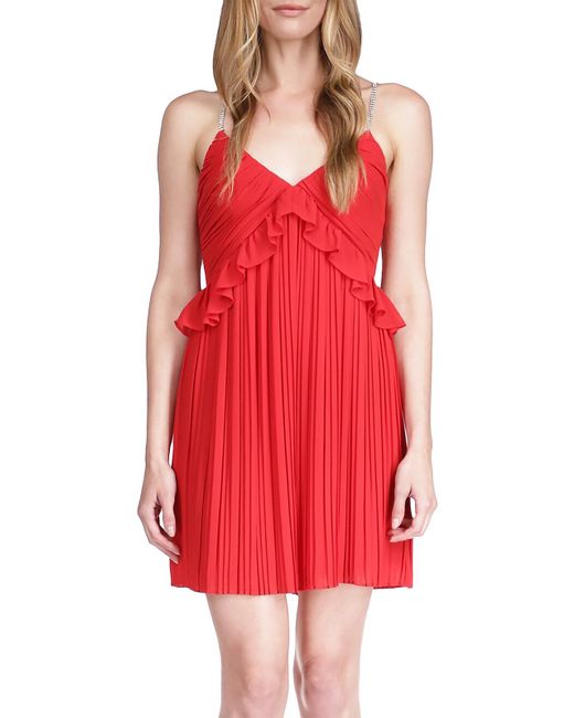 MICHAEL Michael Kors Red Glitter Straps Short Mini Dress