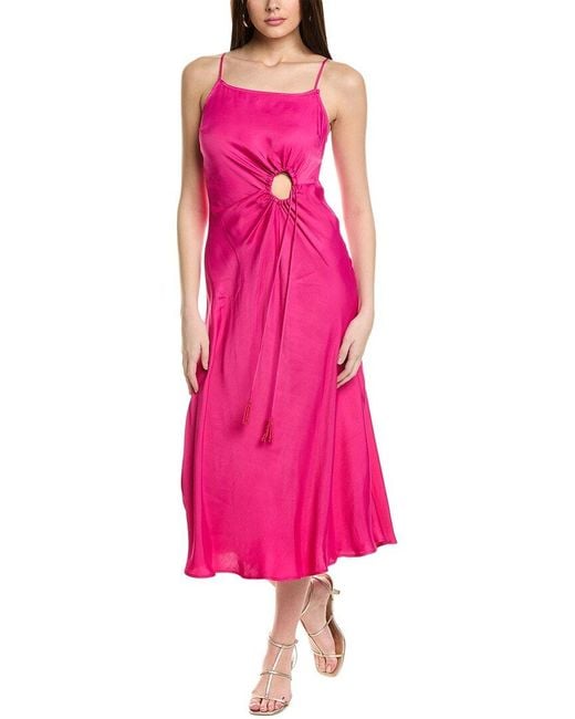 Farm Rio Pink Slip Midi Dress
