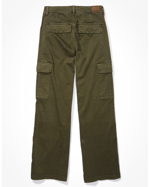 American Eagle Outfitters Green Ae Stretch Super High-waisted Cargo Wide-leg Pant