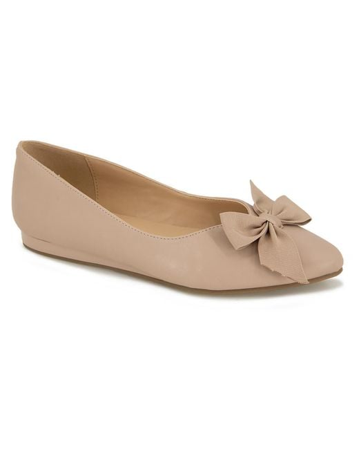 Kenneth Cole Natural Lily Bow Faux Leather Pointed Toe Loafers